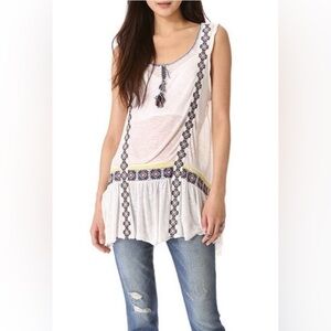 Free People Moonlight Mile Tunic ivory embroidered
